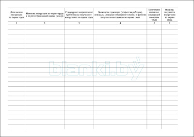 Журнал учета выдачи инструкций по охране труда внутренняя часть