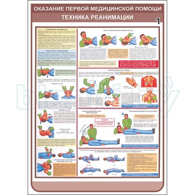 Плакат Оказание первой медицинской помощи техника реанимации