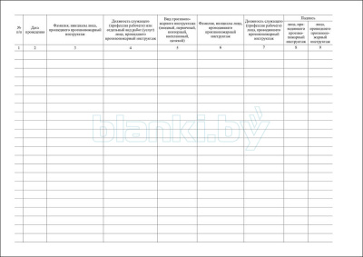 Журнал регистрации противопожарных инструктажей внутренняя часть