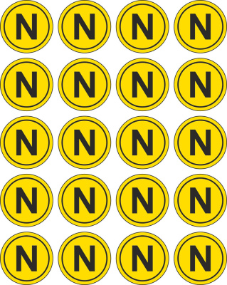 Знак N Нулевой рабочий проводник желтый