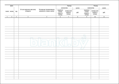 Приходно-расходная книга по учету бланков трудовых книжек и вкладышей к ним внутренняя часть