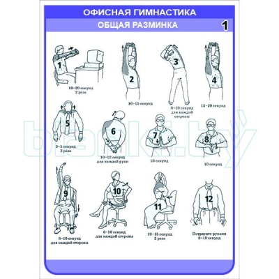 Плакат Офисная гимнастика. Общая разминка