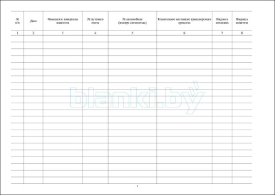Журнал предрейсового технического осмотра транспортного средства внутренняя часть