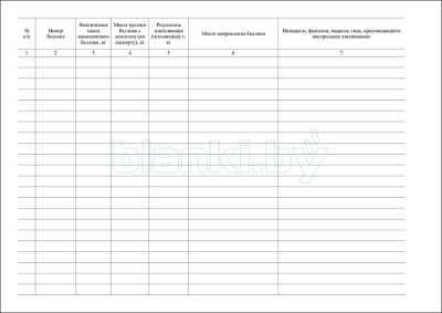 Журнал учета контрольного взвешивания наполненных баллонов внутренняя часть