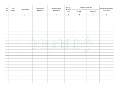 Журнал выдачи рабочих экземпляров ТНПА внутренняя часть